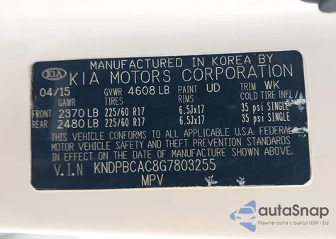 2016 Kia Sportage Lx z USA, uszkodzony, nr VIN KNDPBCAC8G7803255